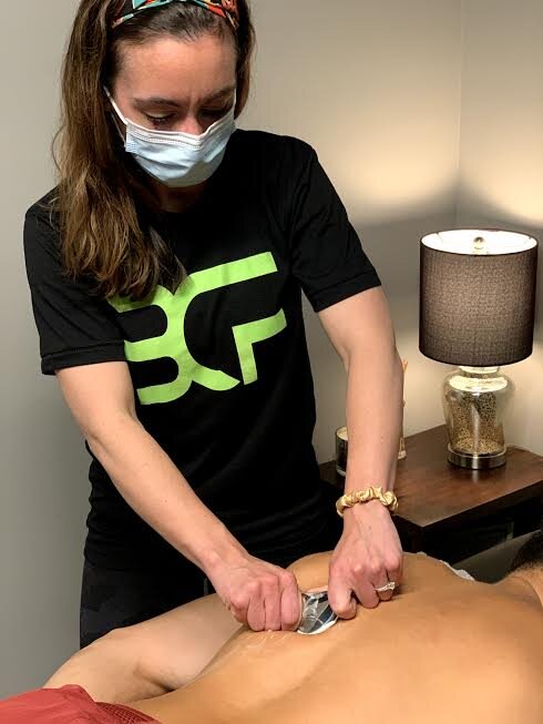 Therapeutic cupping treatment in the BronCore Fitness Recovery Room